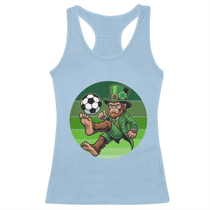 Funny Bigfoot Playing Soccer Racerback Tank Top St Patricks Day TS12 Light Blue Print Your Wear