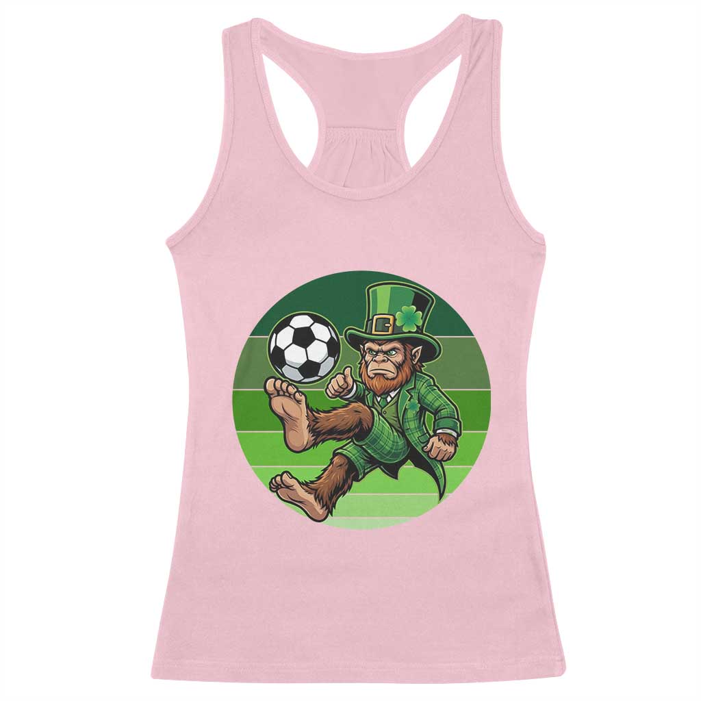 Funny Bigfoot Playing Soccer Racerback Tank Top St Patricks Day TS12 Light Pink Print Your Wear