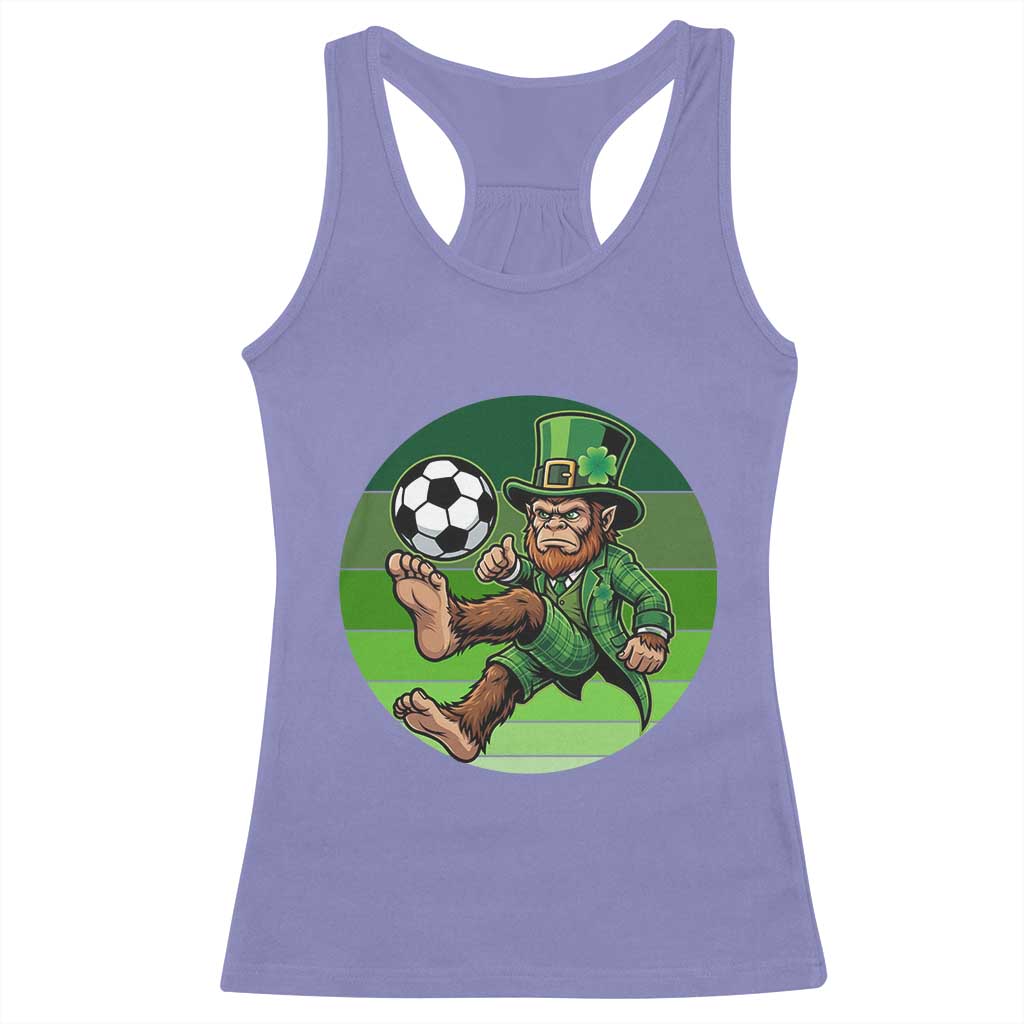 Funny Bigfoot Playing Soccer Racerback Tank Top St Patricks Day TS12 Violet Print Your Wear