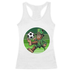 Funny Bigfoot Playing Soccer Racerback Tank Top St Patricks Day TS12 White Print Your Wear
