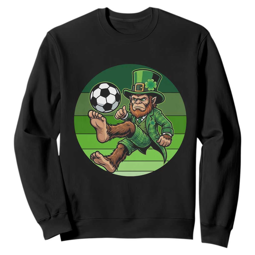 Funny Bigfoot Playing Soccer Sweatshirt St Patricks Day TS12 Black Print Your Wear