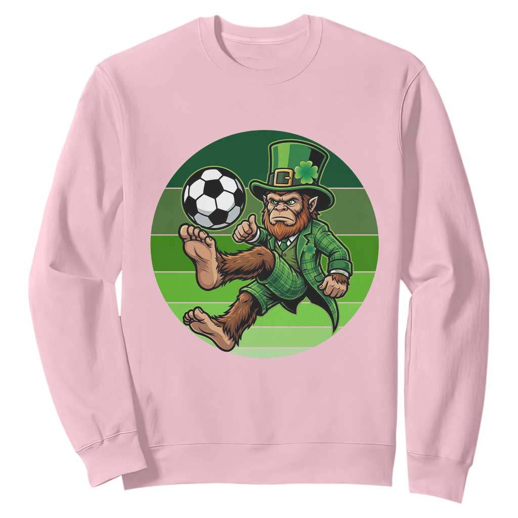 Funny Bigfoot Playing Soccer Sweatshirt St Patricks Day TS12 Light Pink Print Your Wear