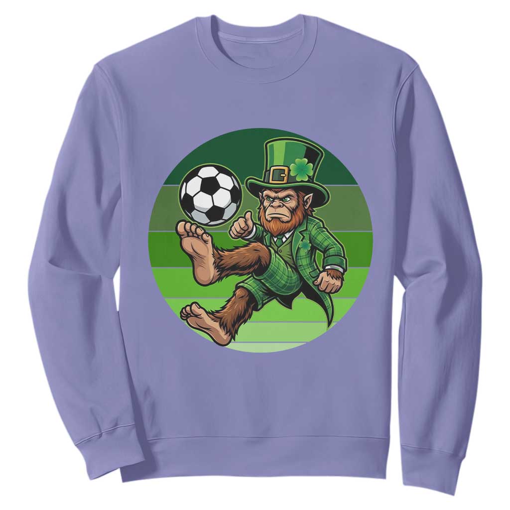 Funny Bigfoot Playing Soccer Sweatshirt St Patricks Day TS12 Violet Print Your Wear