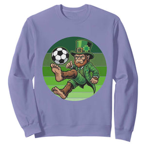 Funny Bigfoot Playing Soccer Sweatshirt St Patricks Day TS12 Violet Print Your Wear