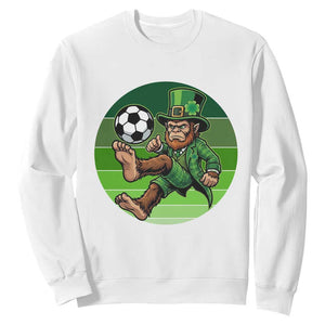 Funny Bigfoot Playing Soccer Sweatshirt St Patricks Day TS12 White Print Your Wear