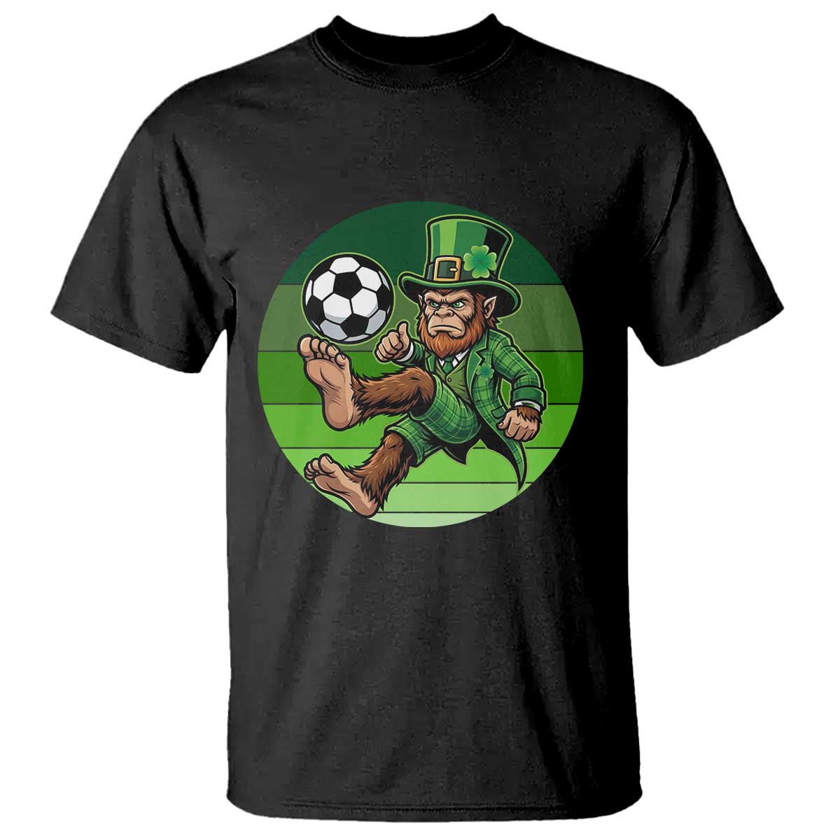 Funny Bigfoot Playing Soccer T Shirt St Patricks Day TS12 Black Print Your Wear