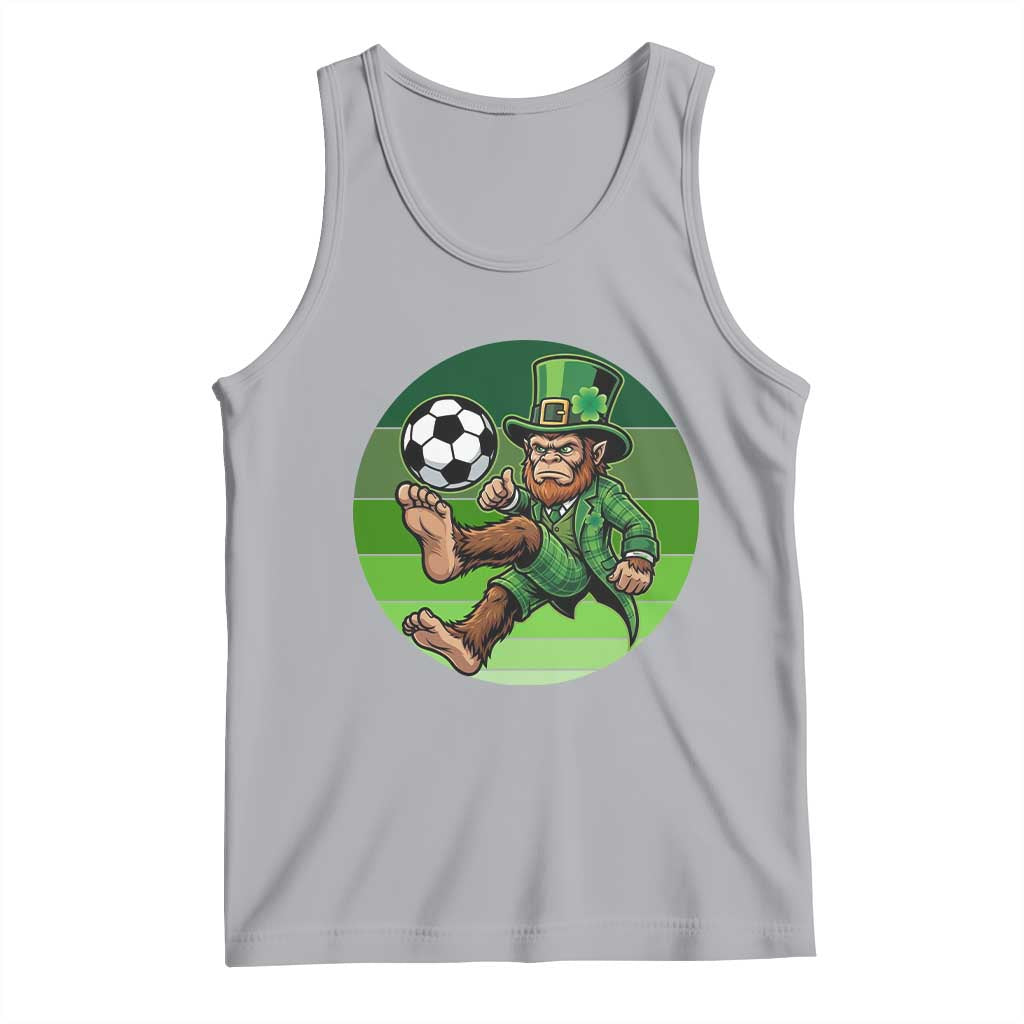 Funny Bigfoot Playing Soccer Tank Top St Patricks Day TS12 Athletic Heather Print Your Wear