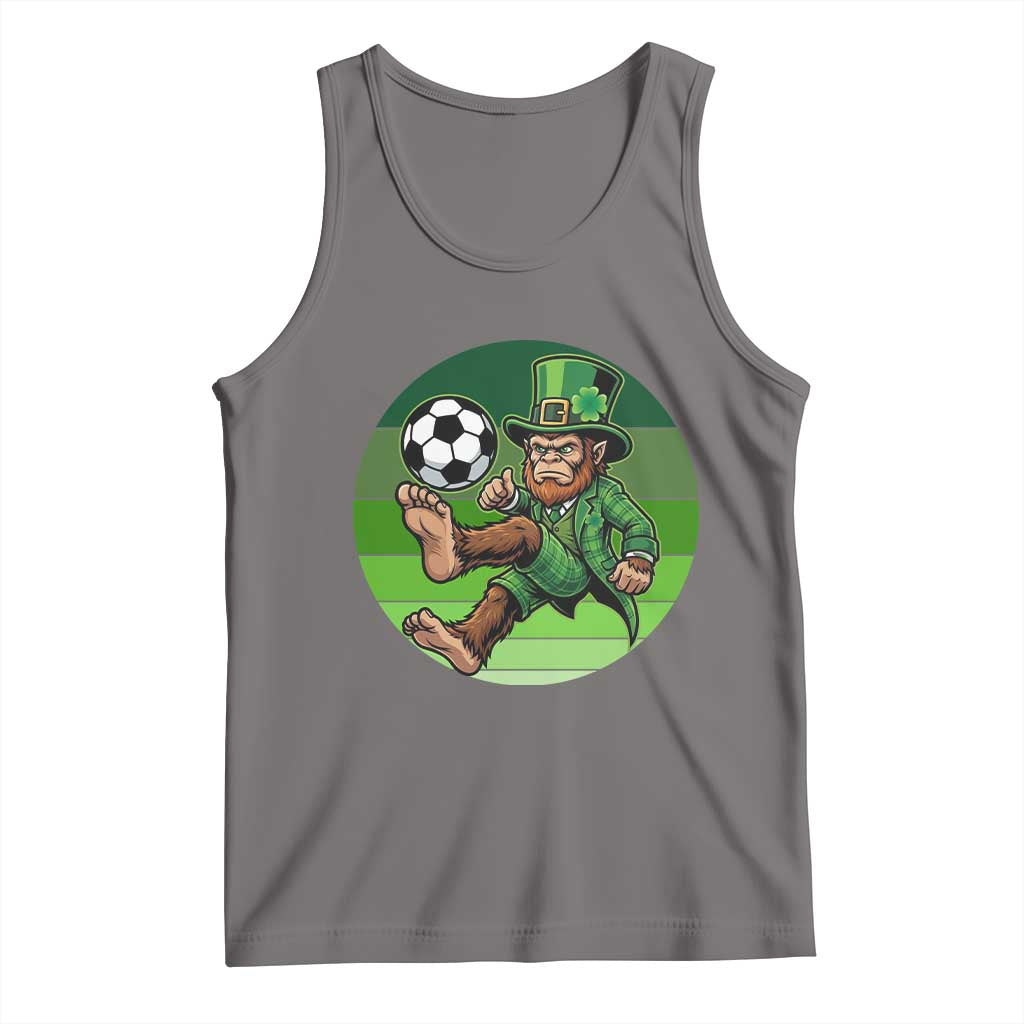 Funny Bigfoot Playing Soccer Tank Top St Patricks Day TS12 Deep Heather Print Your Wear