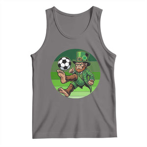 Funny Bigfoot Playing Soccer Tank Top St Patricks Day TS12 Deep Heather Print Your Wear