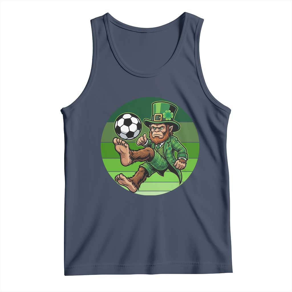 Funny Bigfoot Playing Soccer Tank Top St Patricks Day TS12 Navy Print Your Wear