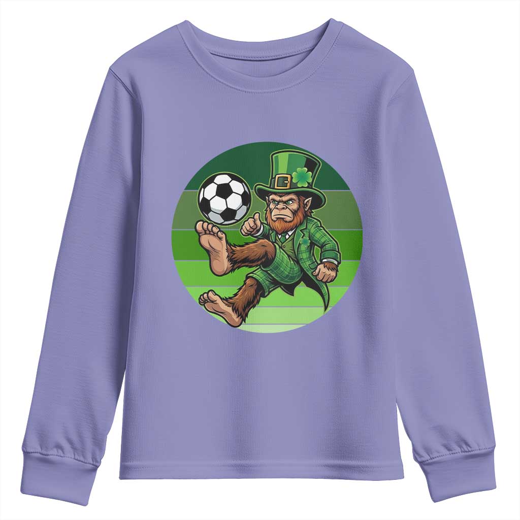 Funny Bigfoot Playing Soccer Youth Sweatshirt St Patricks Day TS12 Violet Print Your Wear