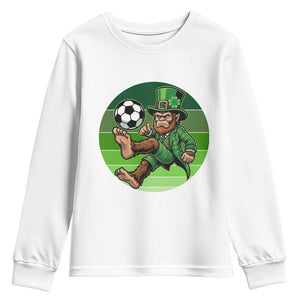 Funny Bigfoot Playing Soccer Youth Sweatshirt St Patricks Day TS12 White Print Your Wear