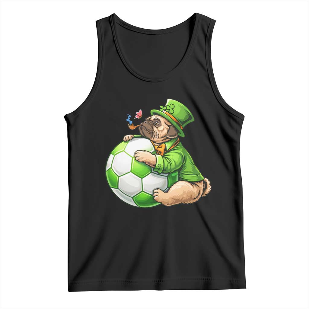 Lucky Pug Soccer Lover Tank Top St Paddys Day Irish Football Gift TS12 Black Print Your Wear