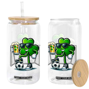 Funny Irish Shamrock Dabbing Soccer Glass Can St Patricks Day TS12 Print Your Wear