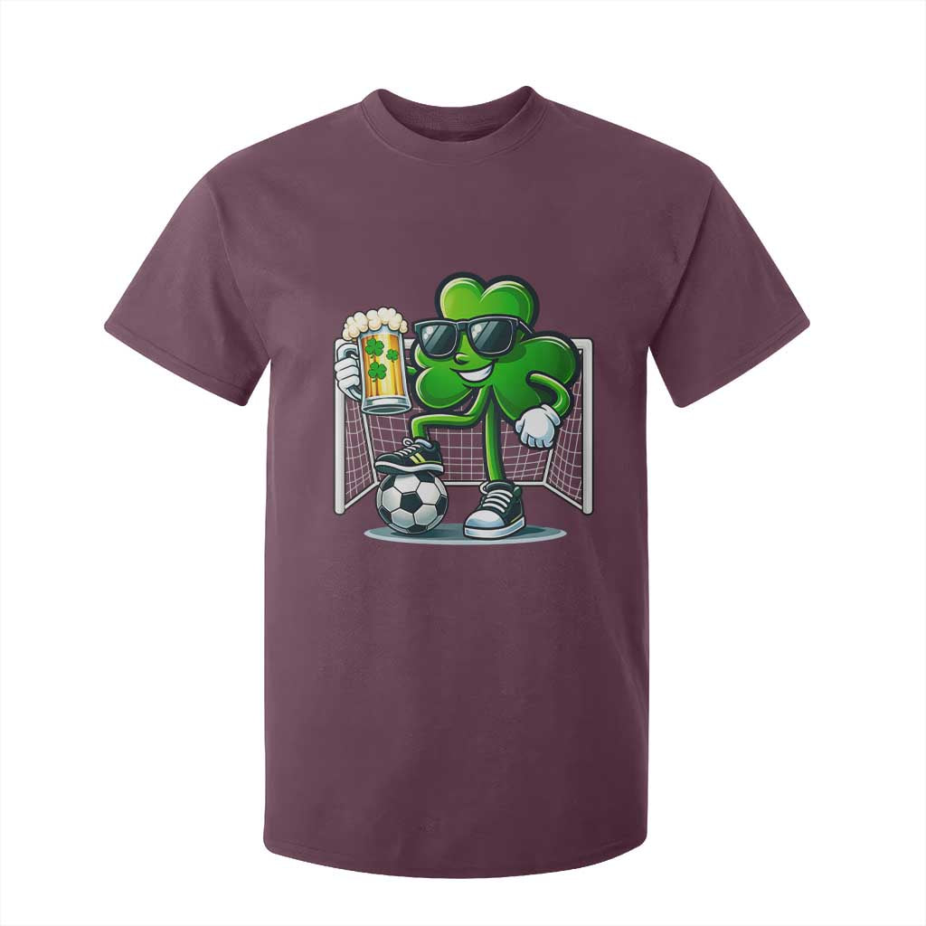 Funny Irish Shamrock Dabbing Soccer T Shirt For Kid St Patricks Day TS12 Maroon Print Your Wear