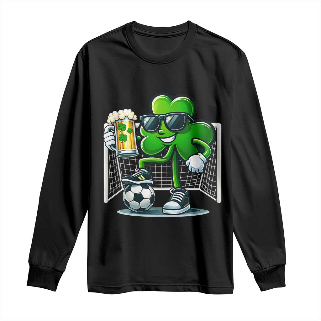 Funny Irish Shamrock Dabbing Soccer Long Sleeve Shirt St Patricks Day TS12 Black Print Your Wear
