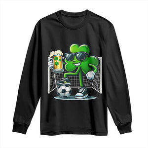 Funny Irish Shamrock Dabbing Soccer Long Sleeve Shirt St Patricks Day TS12 Black Print Your Wear