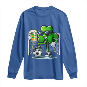 Funny Irish Shamrock Dabbing Soccer Long Sleeve Shirt St Patricks Day TS12 Royal Blue Print Your Wear