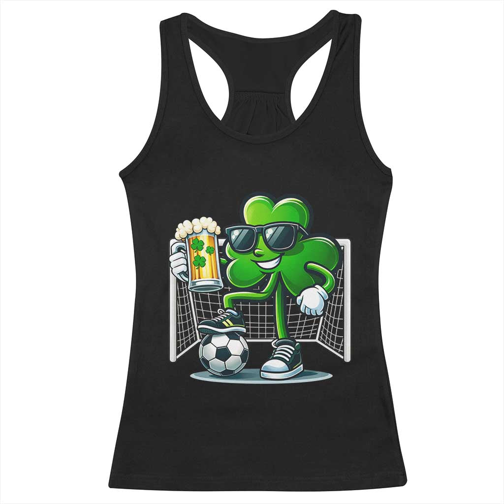 Funny Irish Shamrock Dabbing Soccer Racerback Tank Top St Patricks Day TS12 Black Print Your Wear
