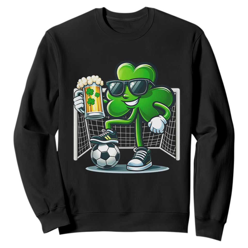 Funny Irish Shamrock Dabbing Soccer Sweatshirt St Patricks Day TS12 Black Print Your Wear
