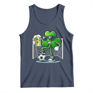 Funny Irish Shamrock Dabbing Soccer Tank Top St Patricks Day TS12 Navy Print Your Wear