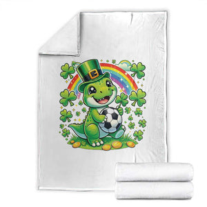 Cute Dinosaur Soccer Player Throw Blanket St Patricks Day Dino Lover TS12 White Print Your Wear