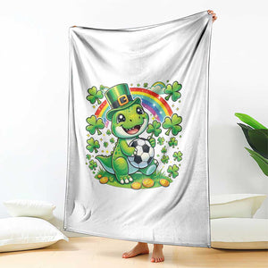 Cute Dinosaur Soccer Player Throw Blanket St Patricks Day Dino Lover TS12 Print Your Wear