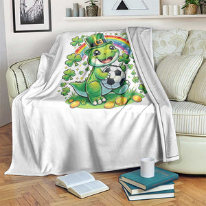 Cute Dinosaur Soccer Player Throw Blanket St Patricks Day Dino Lover TS12 Print Your Wear