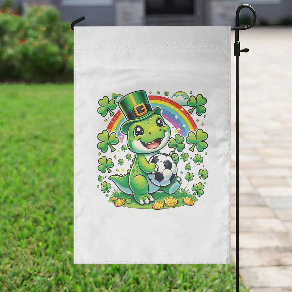 Cute Dinosaur Soccer Player Garden Flag St Patricks Day Dino Lover TS12 Print Your Wear