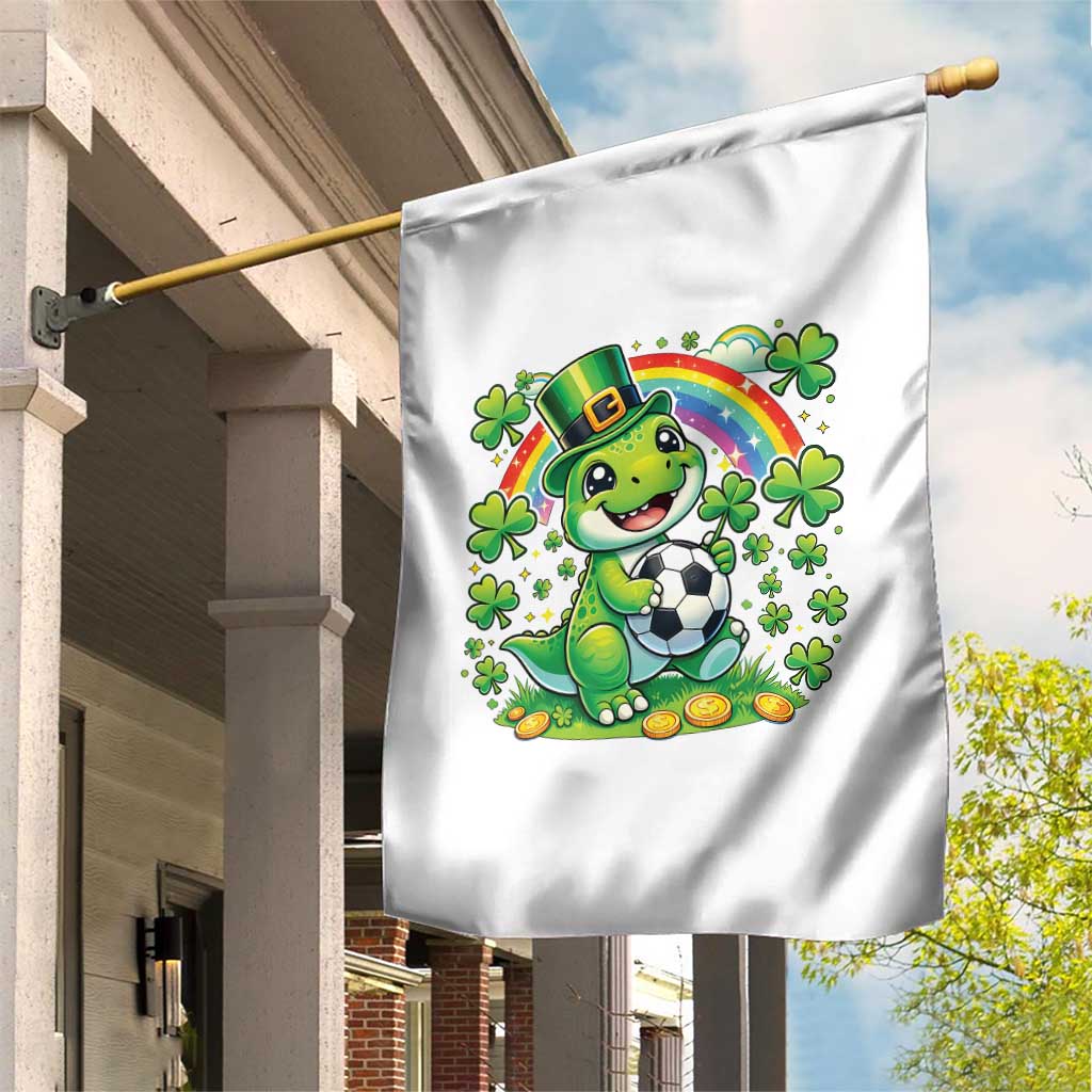 Cute Dinosaur Soccer Player Garden Flag St Patricks Day Dino Lover TS12 Print Your Wear