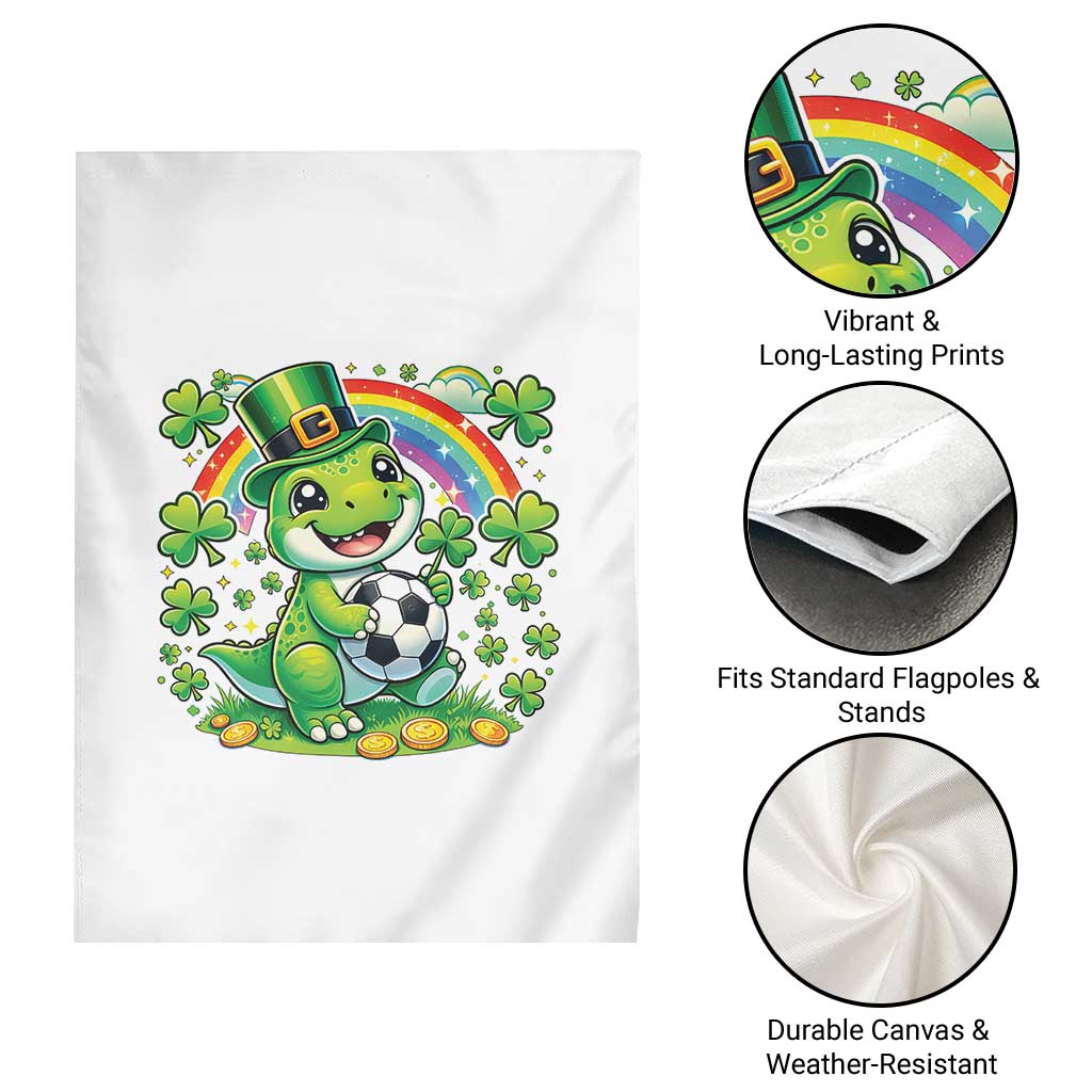 Cute Dinosaur Soccer Player Garden Flag St Patricks Day Dino Lover TS12 Print Your Wear