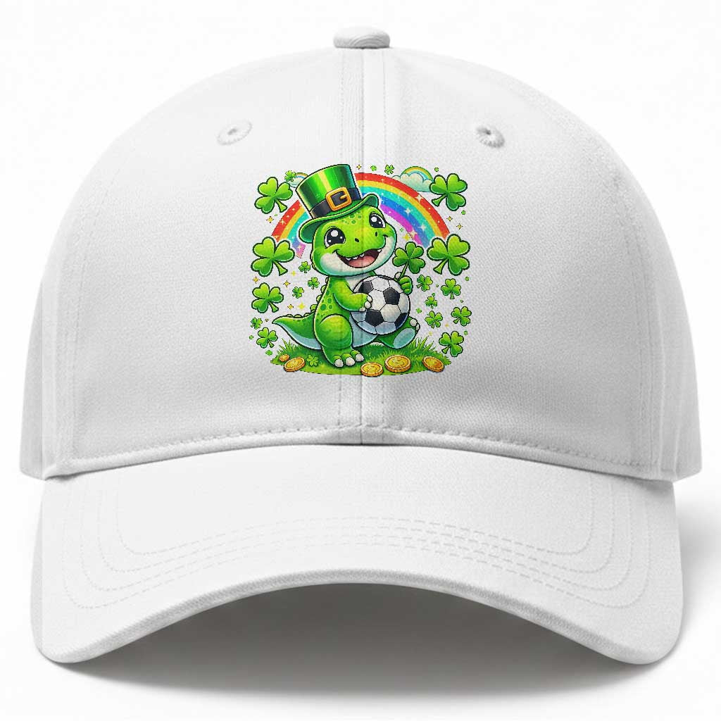 Cute Dinosaur Soccer Player Baseball Cap St Patricks Day Dino Lover TS12 Print Your Wear