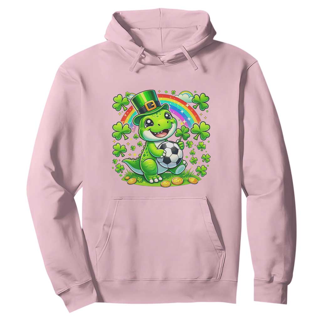 Cute Dinosaur Soccer Player Hoodie St Patricks Day Dino Lover TS12 Light Pink Print Your Wear