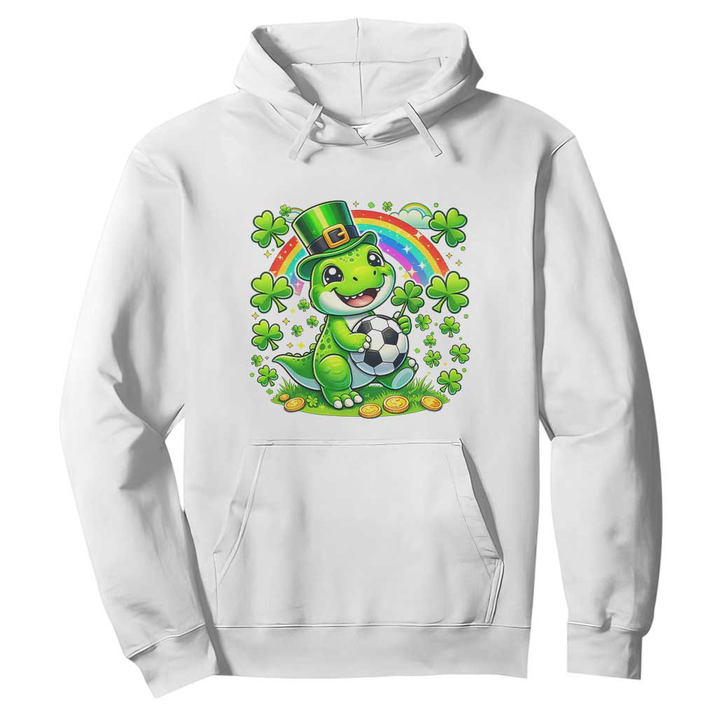 Cute Dinosaur Soccer Player Hoodie St Patricks Day Dino Lover TS12 White Print Your Wear