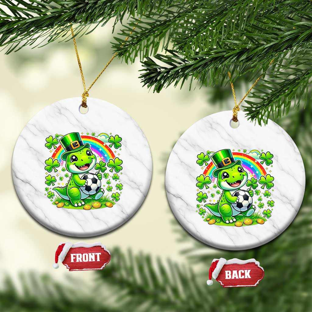 Cute Dinosaur Soccer Player Ceramic Ornament St Patricks Day Dino Lover TS12 1pc White Marble Print Your Wear