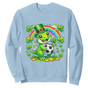 Cute Dinosaur Soccer Player Sweatshirt St Patricks Day Dino Lover TS12 Light Blue Print Your Wear