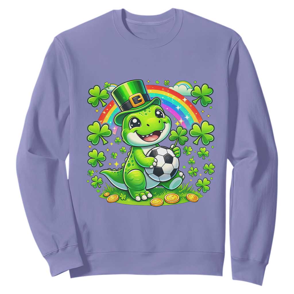 Cute Dinosaur Soccer Player Sweatshirt St Patricks Day Dino Lover TS12 Violet Print Your Wear