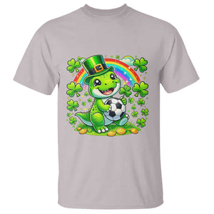 Cute Dinosaur Soccer Player T Shirt St Patricks Day Dino Lover TS12 Ice Gray Print Your Wear