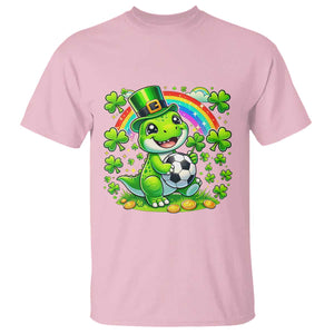 Cute Dinosaur Soccer Player T Shirt St Patricks Day Dino Lover TS12 Light Pink Print Your Wear