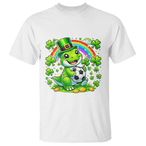 Cute Dinosaur Soccer Player T Shirt St Patricks Day Dino Lover TS12 White Print Your Wear