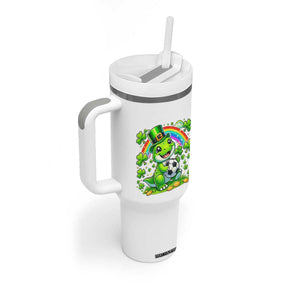 Cute Dinosaur Soccer Player Tumbler With Handle St Patricks Day Dino Lover TS12 Print Your Wear