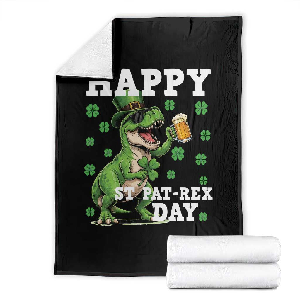 Happy St Pat Rex Day Throw Blanket Funny Dinosaur Drinking Beer TS12 Black Print Your Wear