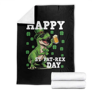 Happy St Pat Rex Day Throw Blanket Funny Dinosaur Drinking Beer TS12 Black Print Your Wear