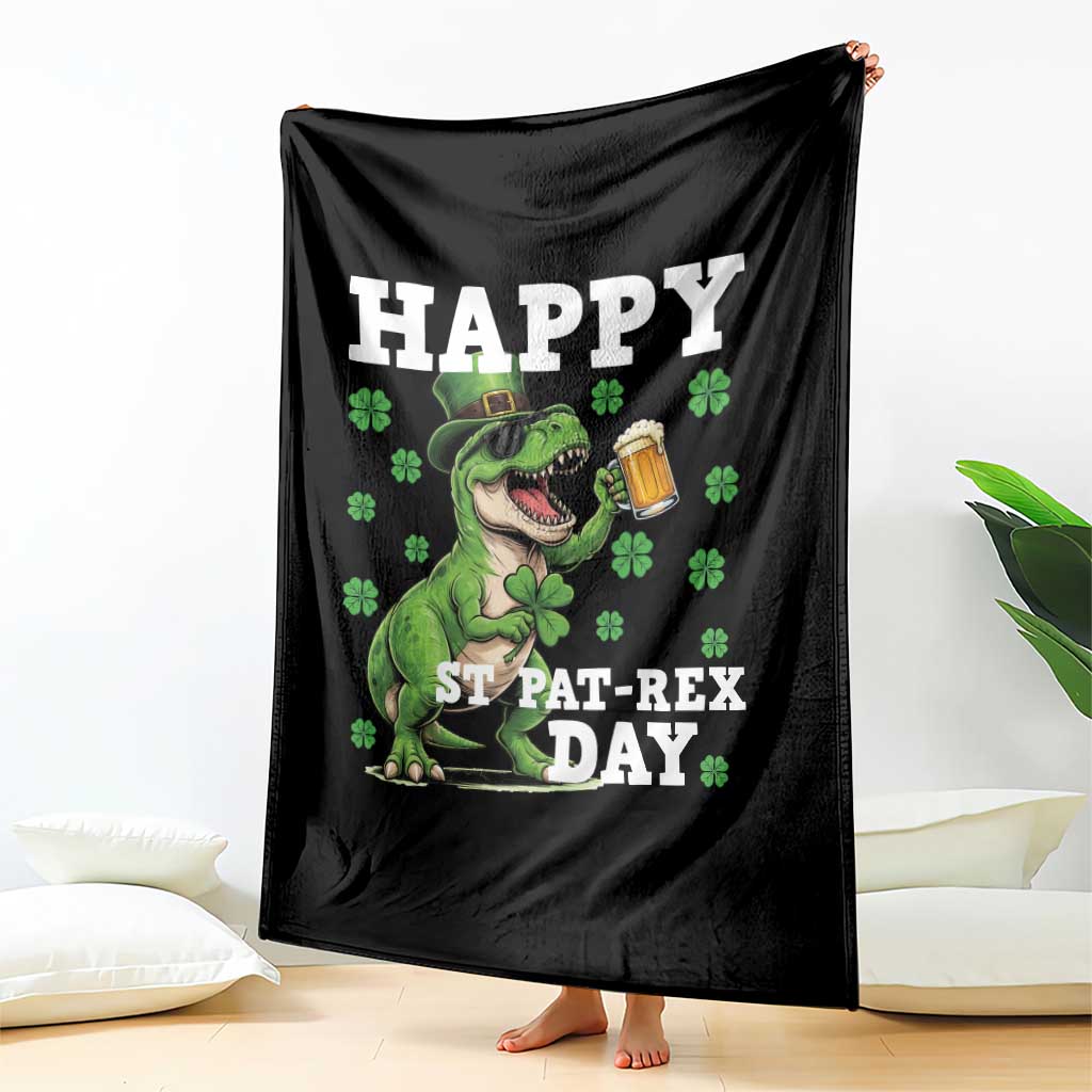 Happy St Pat Rex Day Throw Blanket Funny Dinosaur Drinking Beer TS12 Print Your Wear