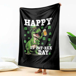 Happy St Pat Rex Day Throw Blanket Funny Dinosaur Drinking Beer TS12 Print Your Wear