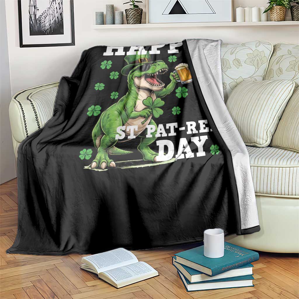 Happy St Pat Rex Day Throw Blanket Funny Dinosaur Drinking Beer TS12 Print Your Wear