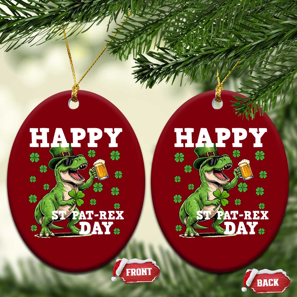 Happy St Pat Rex Day Ceramic Ornament Funny Dinosaur Drinking Beer TS12 Print Your Wear