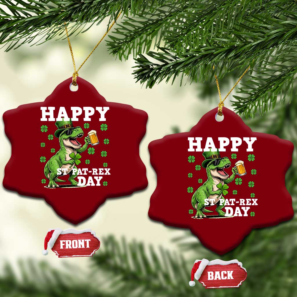 Happy St Pat Rex Day Ceramic Ornament Funny Dinosaur Drinking Beer TS12 Print Your Wear