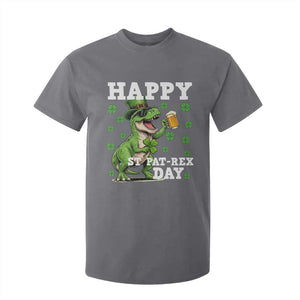 Happy St Pat Rex Day T Shirt For Kid Funny Dinosaur Drinking Beer TS12 Charcoal Print Your Wear