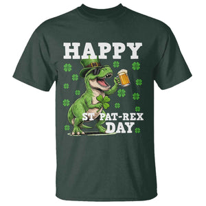Happy St Pat Rex Day T Shirt Funny Dinosaur Drinking Beer TS12 Dark Forest Green Print Your Wear